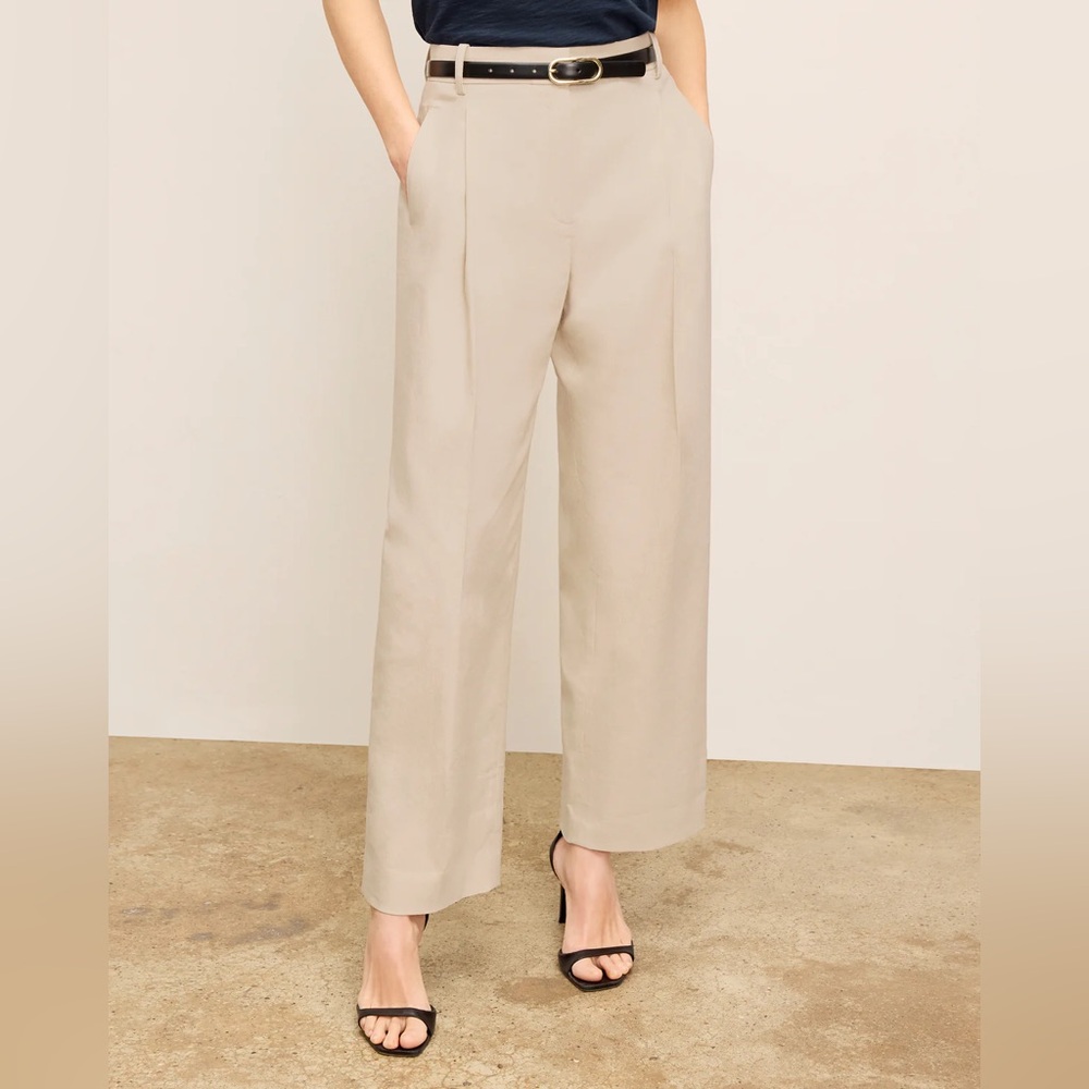 NEW M.M. LAFLEUR Women’s The Arlo Breeze Pants Size 8 Natural — Straight Cropped